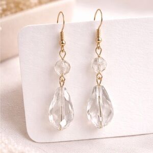 Clear Crystal Drop Earrings | 925 Sterling Silver Hooks